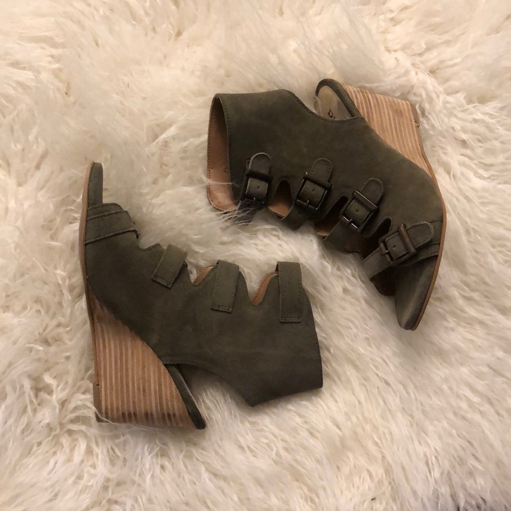 DIBA olive green buckle ankle booties